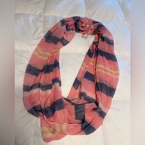 Striped Pink and Blue Infinity Scarf